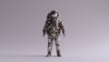 Astronaut Silver Spaceman Astronaut Cosmonaut With Light Grey Background with Neutral Diffused Side Lighting Front View Royalty Free Stock Photo