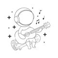 Astronaut sitting playing guitar and singing for coloring
