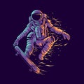 Astronaut skateboarding jump with skateboard vector illustration design