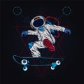 Astronaut skateboarding mascot logo vector illustration.