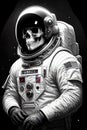 Astronaut Skull Retro Art Print