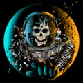 astronaut skull, spacial, broken helmet,