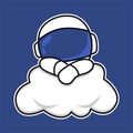 Astronaut sleeping on the cloud cartoon