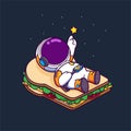 The astronaut is sleeping on a sandwich and looking up the stars on the galaxy Royalty Free Stock Photo