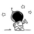 Astronaut small character space discovery stars illustration cartoon coloring