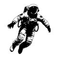 Astronaut soaring in space in black and white style illustration. Royalty Free Stock Photo