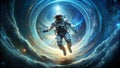 Astronaut in space abstract forms in the air AI-Generated Content
