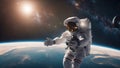 astronaut in space Astronaut in outer space against the backdrop of the planet Earth. Royalty Free Stock Photo