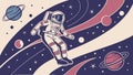 Astronaut in Space: Cosmic Exploration & Planets Vector, vector design Generative AI Royalty Free Stock Photo
