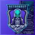 Astronaut space galaxy mascot esport logo design illustrations vector template, for team game streamer YouTube banner twitch