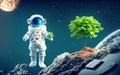 astronaut in the space plants organic green tree - AI Generated