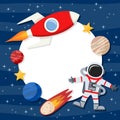 Astronaut & Space Rocket Photo Frame Royalty Free Stock Photo