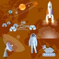 Astronaut in space, study of Mars, planet, orbit, spacecraft