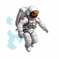 Astronaut In Space Suit Flying Across Hyper-realistic Background