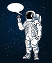 Astronaut in space suit hand drawn style