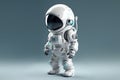 Astronaut in space suit and helmet on blue background 3D render style sci-fi illustration