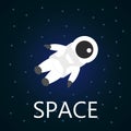 Astronaut in space. Vector cartoon character on dark background