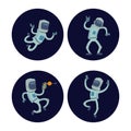 Astronaut in space vector character having fun spaceman galaxy cosmos atmosphere astronautics system fantasy traveler