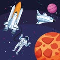 Astronaut spacecrafts planets galaxy space exploration