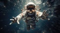 Astronaut spaceman do spacewalk while working for space station Royalty Free Stock Photo