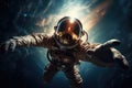 Astronaut spaceman do spacewalk while working for space station Royalty Free Stock Photo