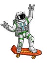 Astronaut spaceman ride on skateboard