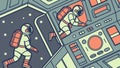 Astronaut in Spaceship Control Room, Future Missions, vector design Generative AI Royalty Free Stock Photo