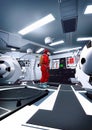 Astronaut and spaceship interior Royalty Free Stock Photo