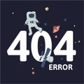 Astronaut and spaceships in outer space. Text warning message 404 error. Oops 404 error page, vector template for Royalty Free Stock Photo