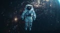 Astronaut in Spacesuit Floating Freely In Outer Space. Stars Sky. Human Space Flight. AI Generated