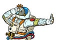 Astronaut in a spacesuit. Gesture of denial, shame, no