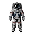 Astronaut in a spacesuit holding a small device in zero gravity, AI Generated Royalty Free Stock Photo