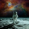 Astronaut at the spacewalk on the moon. This image elements furnished by NASA.