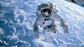 Astronaut spacewalk outside space station Royalty Free Stock Photo