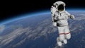 Astronaut Spacewalk, Astronaut shows thumbs up in the open space. International Space Station ISS revolving over earths