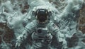 an astronaut is standing alone in space, in the style of portraitures with hidden meanings, liquid metal. Generative AI