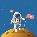 Astronaut boy on the lonely planet.