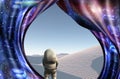 Astronaut stands in white desert