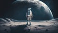 Astronaut strands on the Moon surface and looking