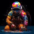 Colorful Astronaut In Surrealistic Splash Of Water