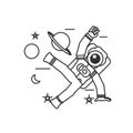 astronaut suit jumping with set icons Royalty Free Stock Photo