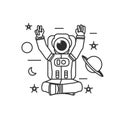 astronaut suit seated with set icons Royalty Free Stock Photo