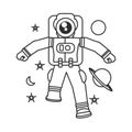 astronaut suit walking with set icons Royalty Free Stock Photo