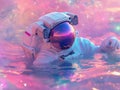 Astronaut Floating in Cosmic Waters Royalty Free Stock Photo