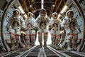 Astronaut Team Inside Space Shuttle Cockpit During a Mission