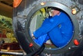 Astronaut Terry Virts in Soyuz Spacecraft During Fit Check