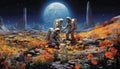 an astronaut and their team exploring mysterious and adventurous locations in space, embarking on a cosmic journey to