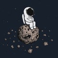 Astronaut travel on asteroid