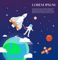 Astronaut traveling around solar system illustration design Royalty Free Stock Photo