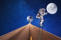 Astronaut traveling on moon.mission in outer space. Royalty Free Stock Photo